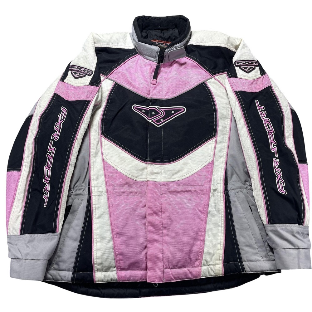 FXR Sport Racer Girl Jacket Womens Large Pink Black Ski Snowmobile Insulated